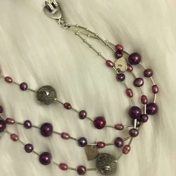 Silver and cultured pearl necklace - Picture 4 of 6